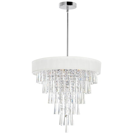 Cwi Lighting Franca 8 Light Drum Shade Chandelier With Chrome Finish 5523P22C (Off White)